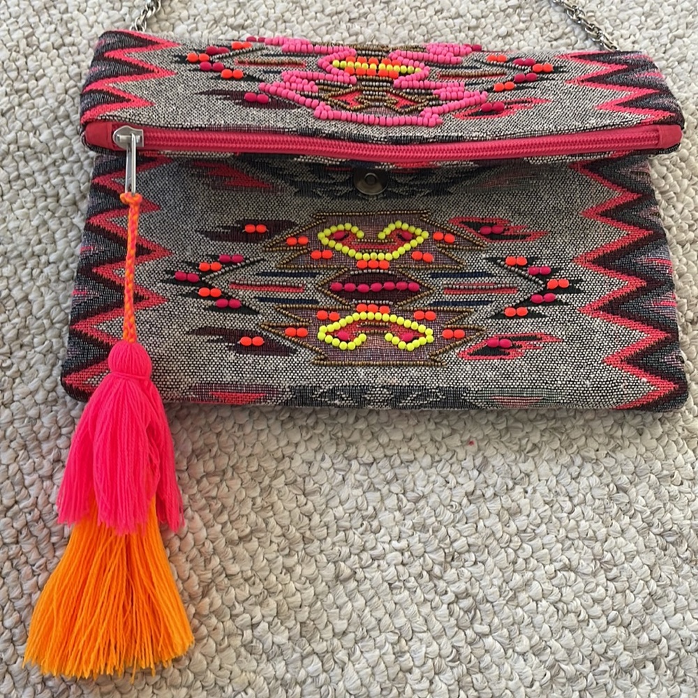 Boho bright beaded purse!